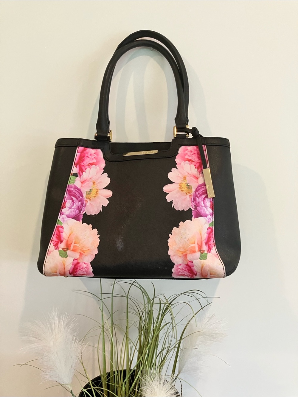 Black Floral Tote Bag by Calvin Klein